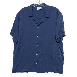 Level Ten Button Front Camp Shirt Blue Rayon Button Front LTCP-1116 Mens Size XL